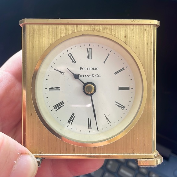 Tiffany and Co Portfolio Brass Clock - Picture 1 of 3